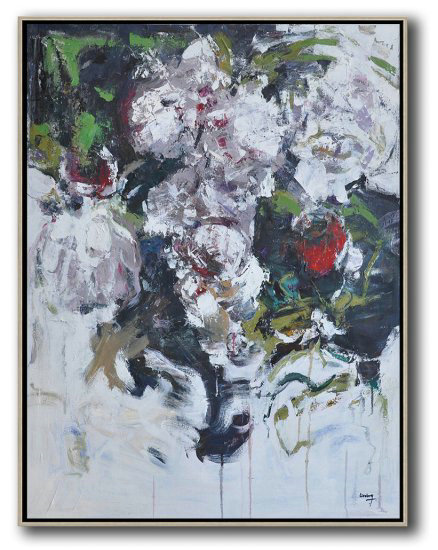 Hame Made Extra Large Vertical Abstract Flower Oil Painting #ABV0A12 - Fast Canvas Prints Living Room Large